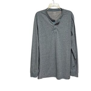 Men's Ocean Coast Long Sleeve Three Button Cotton Blend Pullover Shirt Size L